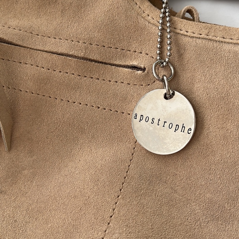 Apostrophe Mini Tan Suede Hand Bag - Picture 11 of 12